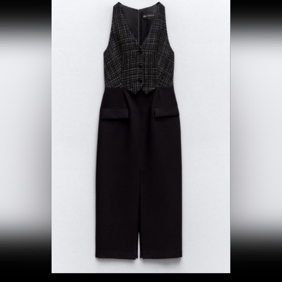 ZARA Textured Plaid Pantsuit XL 🆕 - Picture 2 of 9